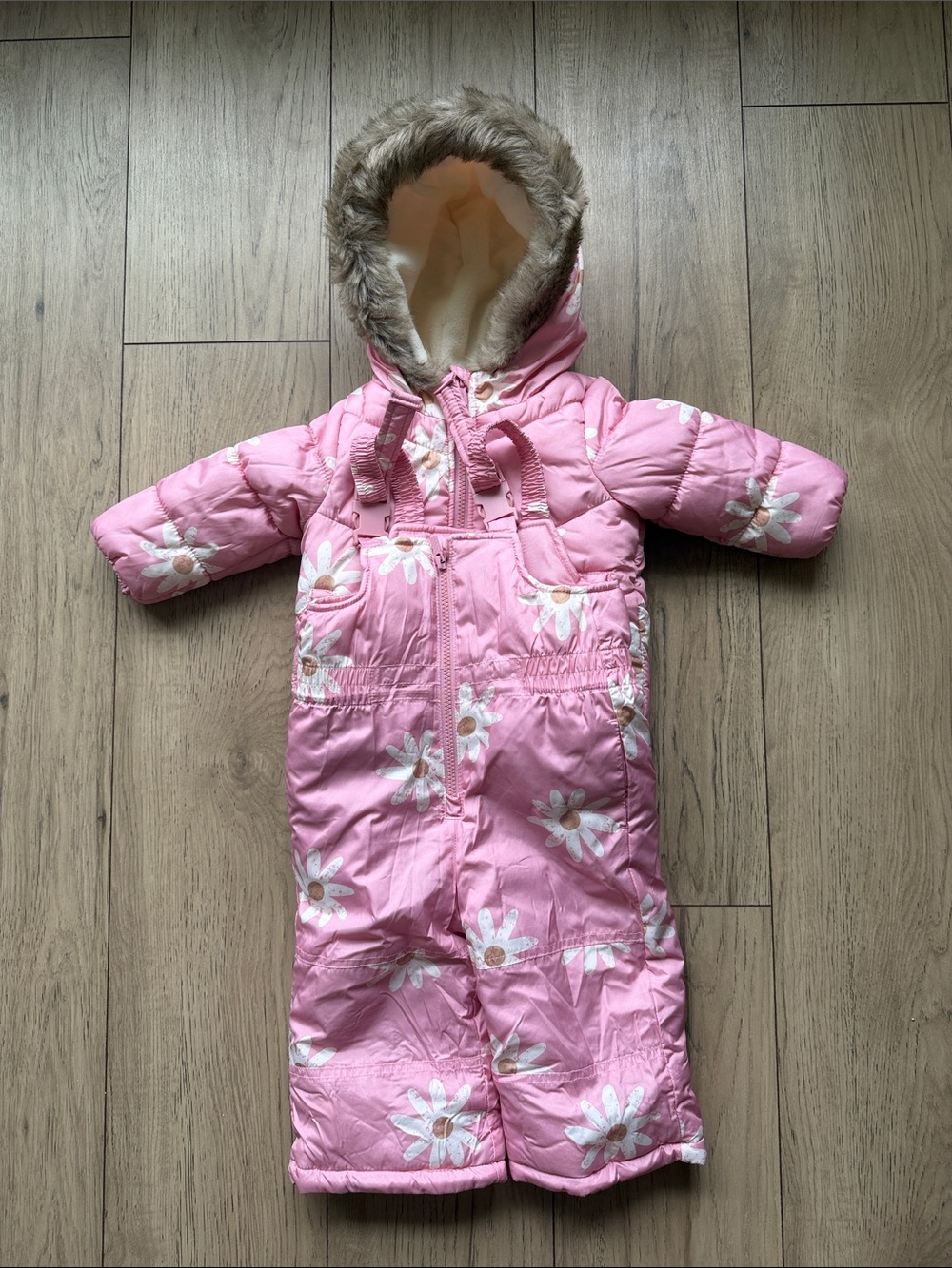 Carter's Pink Floral Hooded Winter Jacket Girls 18M Coat Snow Pants Snowsuit Set
